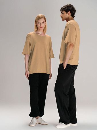 Футболка оверсайз унисекс Vozduh, бежевая, размер XL/2XL