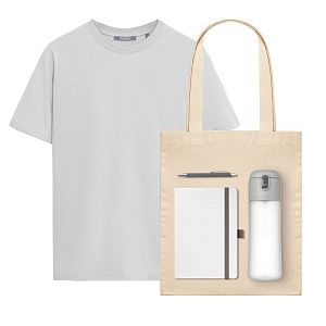 Набор с одеждой KRIS (футболка, бутылка, ежедневник, ручка, шоппер), белый, S