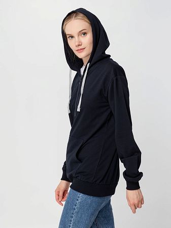 Толстовка на молнии с капюшоном Unit Siverga, темно-синяя, размер XS