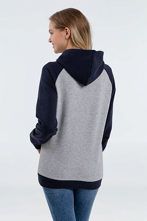 Толстовка унисекс Seattle, серый меланж с темно-синим, размер XS