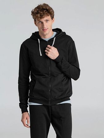Толстовка на молнии с капюшоном Unit Siverga, черная, размер XS