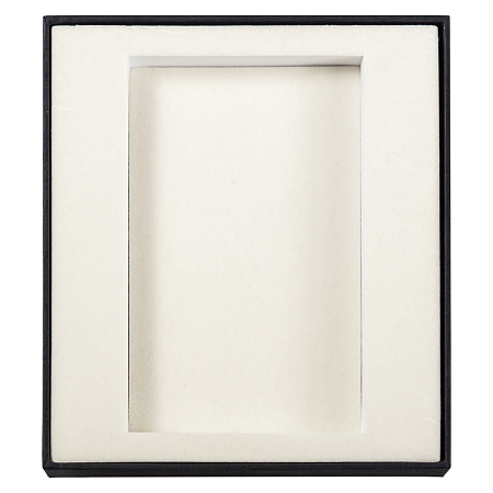 Коробка подарочная, размер 16*14*2 см, Solution Superior Linen, черная, бежевый ложемент с прямоугольной вырубкой