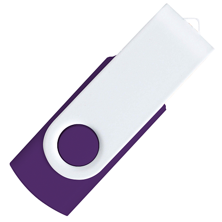 Флеш накопитель USB 2.0 Twister Сolor Mix 16GB, пластик Софт Тач/металл, фиолетовый/белый