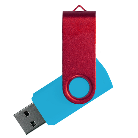 Флеш накопитель USB 2.0 Twister Сolor Mix 16GB, пластик Софт Тач/металл, голубой/красный
