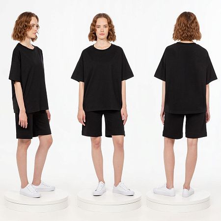 Футболка унисекс оверсайз T3, черная, размер XS/S