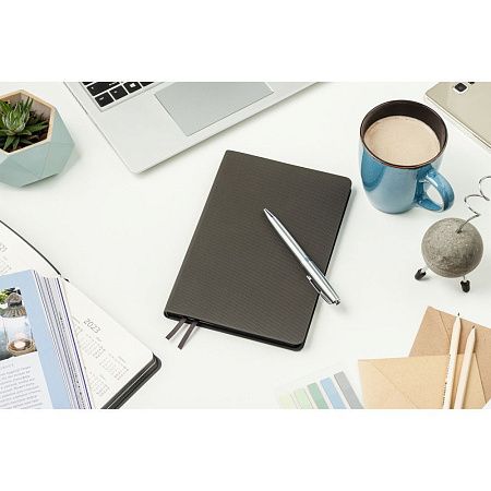 Ежедневник Flexy Happy Line А5, серый, недатированный, в гибкой обложке