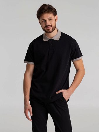 Рубашка поло Prince 190, черная с серым, размер S