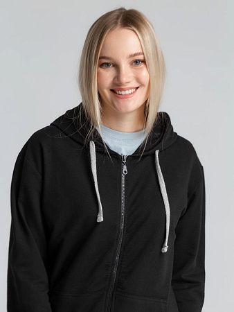 Толстовка на молнии с капюшоном Unit Siverga, черная, размер XS