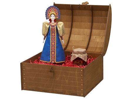 Подарочный набор: кукла фарфоровая, мёд с миксом из орехов