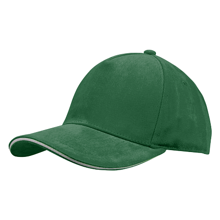 Кепка 5- панельная Salerno Heavy 350,  c белым сендвичем, темно-зеленая