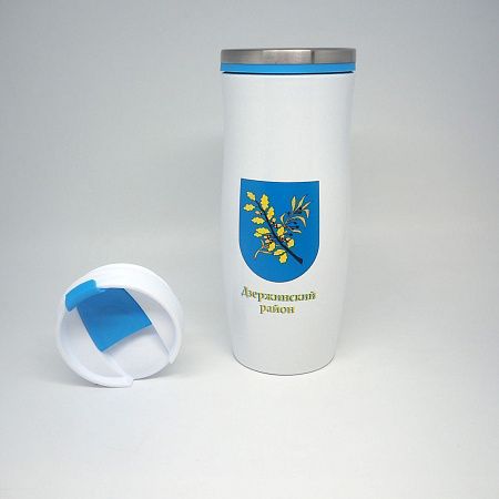 Термокружка, Crema (КРЕМА), белый/голубой