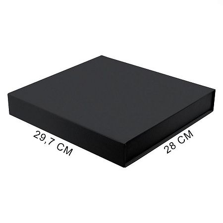 Подарочная коробка, размер 29,7*28,0*4,5 см, Solution Prestige Magnum Fabrique с магнитным клапаном под индивидуальную вырубку, черная, с черным ложементом