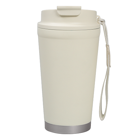 Термокружка Alba металлическая, 410 мл, кремовая с серебром