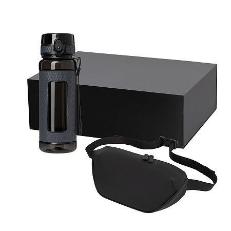 Подарочный набор Vector, Madrid, черный (сумка cross body, бутылка)