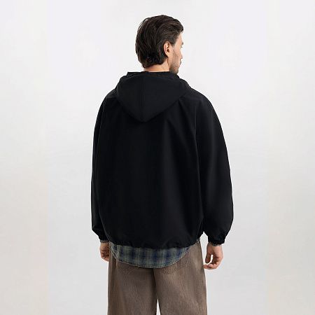 Ветровка (анорак) оверсайз унисекс RISSMAN, черная, размер XS/S