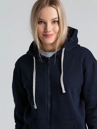 Толстовка на молнии с капюшоном Unit Siverga Heavy, темно-синяя, размер XS