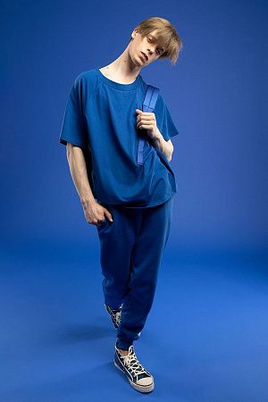 Футболка унисекс оверсайз T2, синяя, размер XS/S