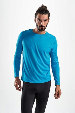 Футболка с длинным рукавом Sporty LSL Men, ярко-бирюзовая, размер XL