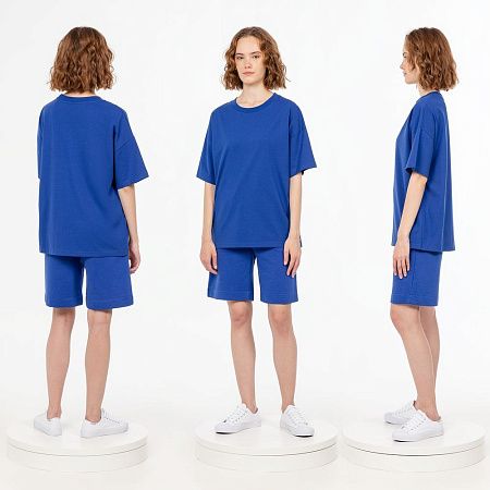 Футболка унисекс оверсайз T3, синяя, размер XS/S