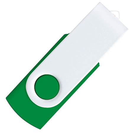 Флеш накопитель USB 2.0 Twister Сolor Mix 16GB, пластик Софт Тач/металл, зеленый/белый