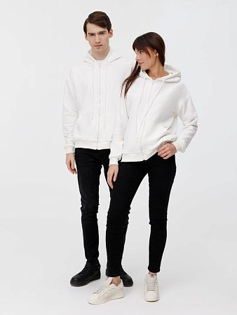 Толстовка унисекс оверсайз на молнии Zippy Terry, белая, размер XS/S
