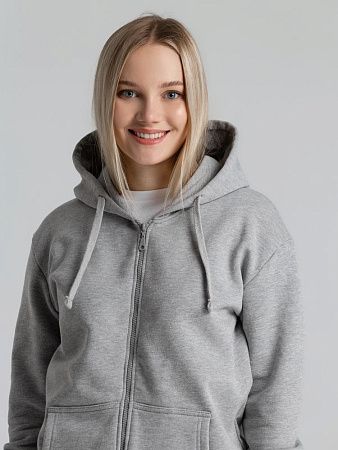 Толстовка на молнии с капюшоном Unit Siverga Heavy, серый меланж, размер XS