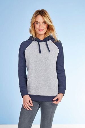 Толстовка унисекс Seattle, серый меланж с темно-синим, размер XS