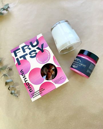 Подарочный набор «Дары природы»: скраб, свеча, пастила, вырезная коробка