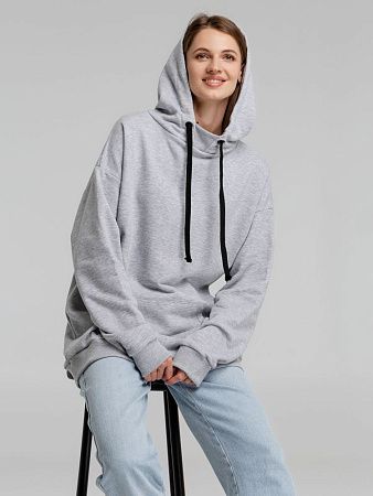 Худи оверсайз «Чистая соль», серый меланж, размер XS/S