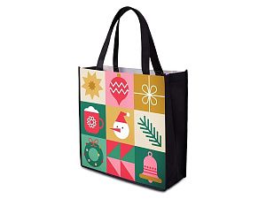 Сумка для шопинга с донной складкой и ручкой из нетканого PET материала, цвет: многоцветный