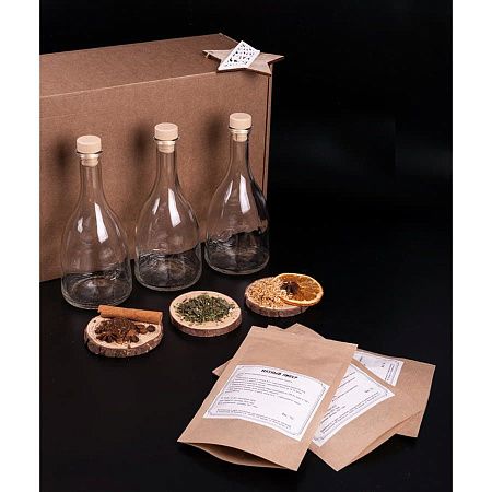 Набор  "Сам себе сомелье" для приготовления  авторских напитков Кедровая, Малиновая, Клюквенная настойки