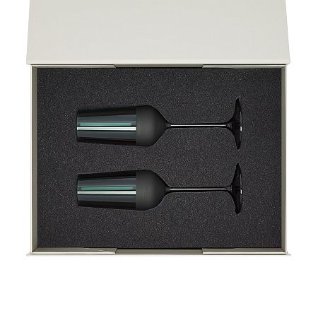 Подарочный набор 2 бокала для шампанского Emerald в серой коробке