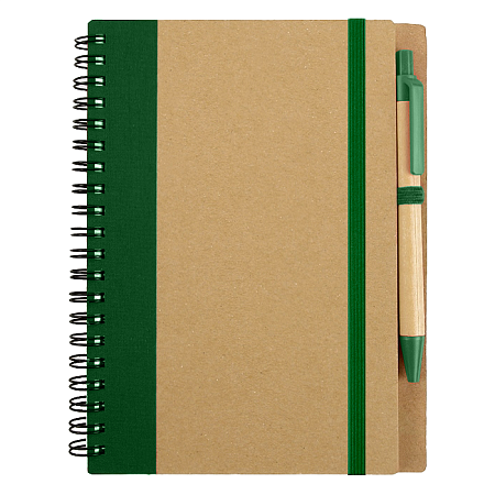 Блокнот B6 Easy Way, на пружине, в твердой обложке, c ручкой, зеленый
