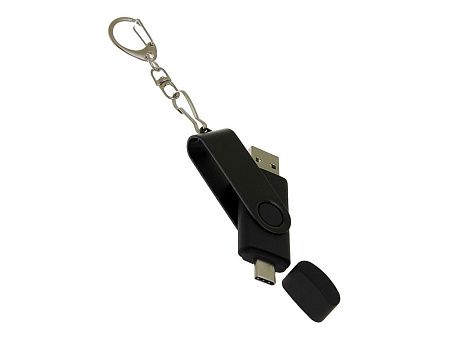 USB 3.0- флешка на 64 Гб с поворотным механизмом и дополнительным разъемом Type-C