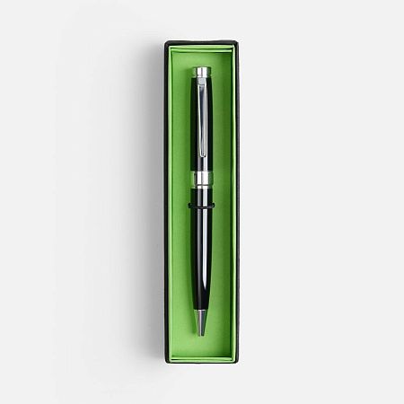 Ручка шариковая Broad Ring в футляре, глянцевая, черная