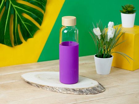 Стеклянная бутылка для воды в силиконовом чехле «Refine»