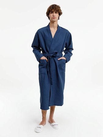 Халат вафельный Kimono, темно-синий, размер XL/2XL