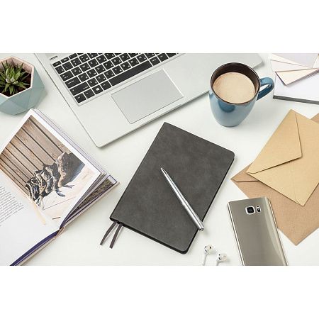 Ежедневник Flexy Ausone A5, темно-серый, недатированный, в гибкой обложке