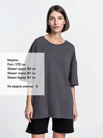 Футболка унисекс оверсайз Crosstown, темно-серая, размер L