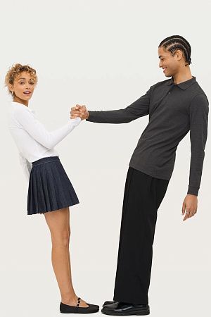 Рубашка поло женская с длинным рукавом Perfect LSL Women, черный меланж, размер S