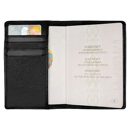 Обложка для паспорта Leather Trend  из нат. кожи, черный