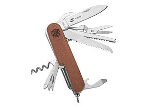 Нож перочинный, 89 мм, 15 функций, цвет: коричневый, серебристый