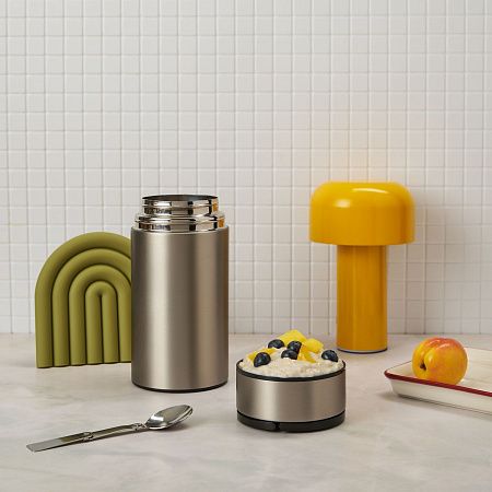 Термос для еды Bento, серебряный