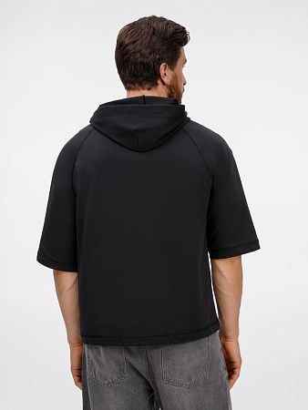 Футболка оверсайз унисекс с капюшоном Neofit, черная, размер XS/S