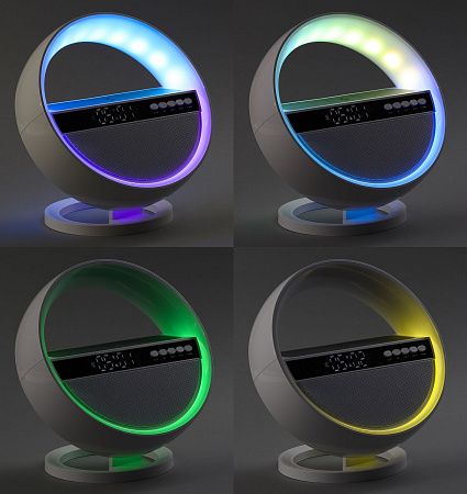 Bluetooth колонка "Smart Orb" 5Вт с беспроводным (15W) ЗУ, лампой, часами, FM радио
