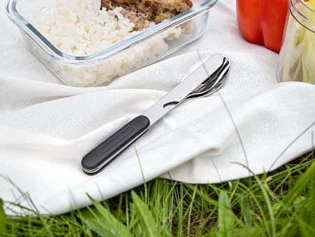 Набор походных столовых приборов Campsite, черный