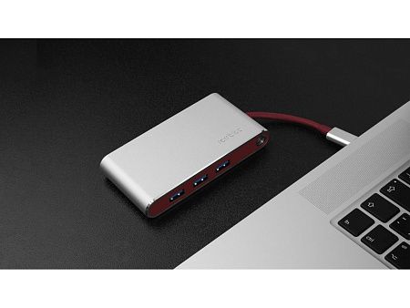 Хаб 8-в-1 Type-C «Hermes», USB 3.0 x 3, Type-C PD, HDMI, LAN, картридер