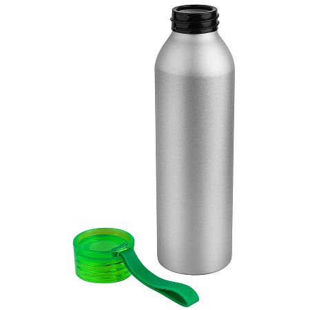 Бутылка для воды VIKING SILVER 650мл. Серебристая с салатовой крышкой 6141.15