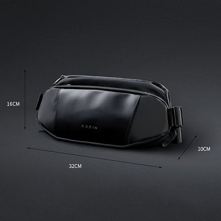 Наплечная сумка KORIN FlipSling 32х16х10 см, темно-зеленая/черная