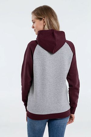 Толстовка унисекс Seattle, серый меланж с бордовым, размер L